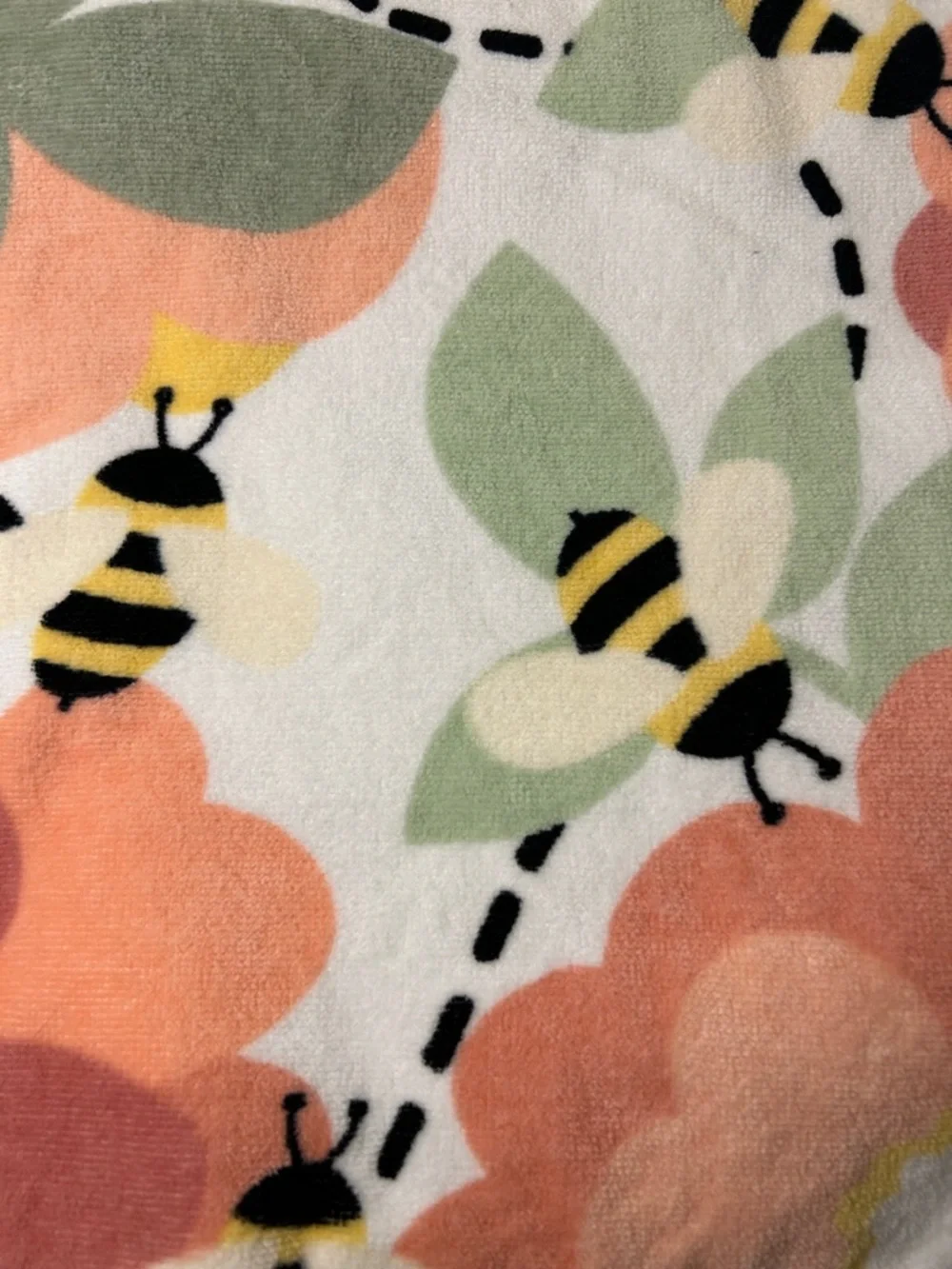 Kassafina Coral & Green Bee Print Bath Towel
